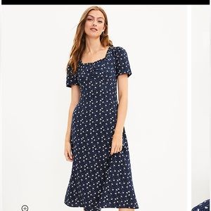 LOFT Floral Cinched Midi Dress